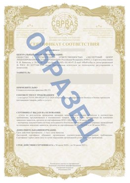 Образец Сертификат СТО 01.064.00220722.2-2020 Судак Сертификат СТО 01.064.00220722.2-2020 